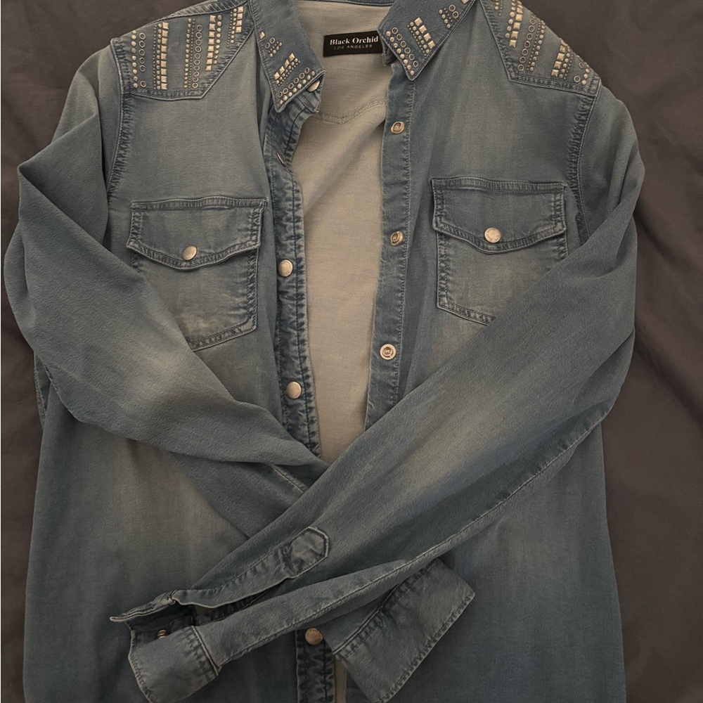 Black Orchid Blue Studded Shirt